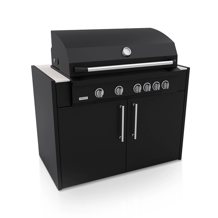 FONTANA | Outdoor kitchen | BBQ Lumen 6 | Neolit Pietra di Luna | Inox | ELYSIA