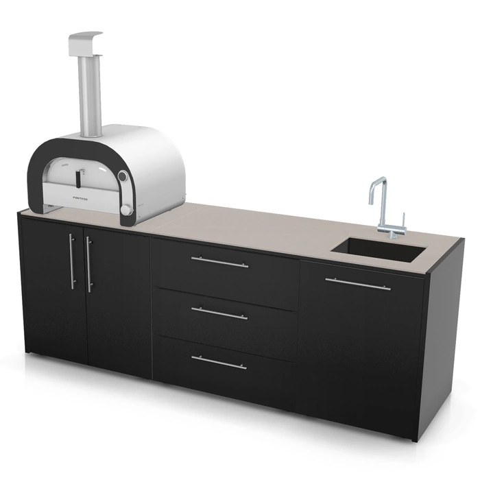 FONTANA SET | Outdoor kitchen | Lineare | Neolit Pietra di Luna | Inox | ELYSIA