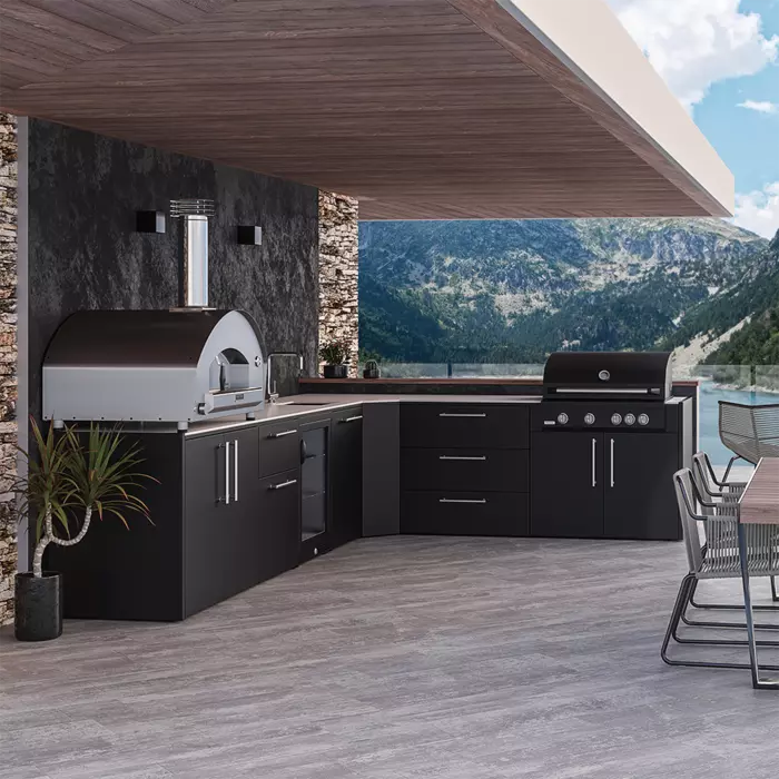ZESTAW FONTANA | Kuchnia ogrodowa | Angolare | Neolit Pietra di Luna | Inox | ELYSIA