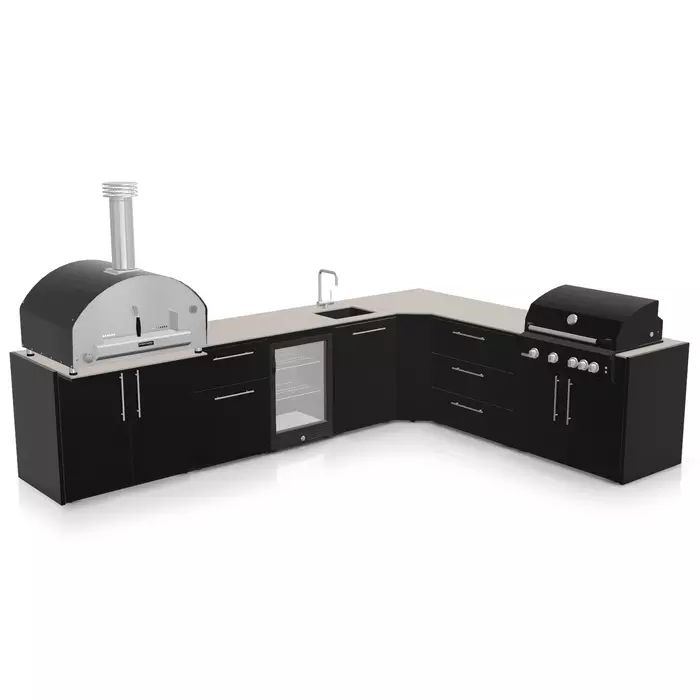 ZESTAW FONTANA | Kuchnia ogrodowa | Angolare | Neolit Pietra di Luna | Inox | ELYSIA