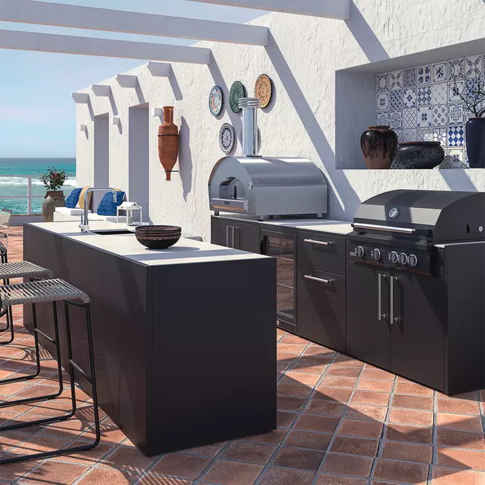 FONTANA SET | Outdoor kitchen | Spechio | Neolit Pietra di Luna | Inox | ELYSIA