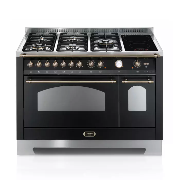 Kuchnia Gazowa z indukcją | DOLCEVITA 120 | NERO MATT | RNMD126MFT+E/2Ci2l/Bronze | LOFRA